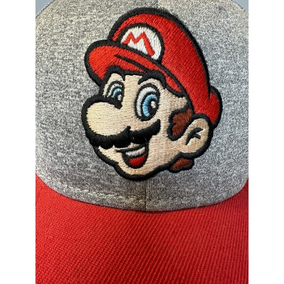 Nintendo Super Mario Red/ Gray Snapback Adjustable Hat Cap Acrylic Wool - Picture 4 of 6